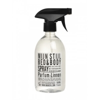 Bed en Bodyspray parfum Linnen wit/zwart etiket
